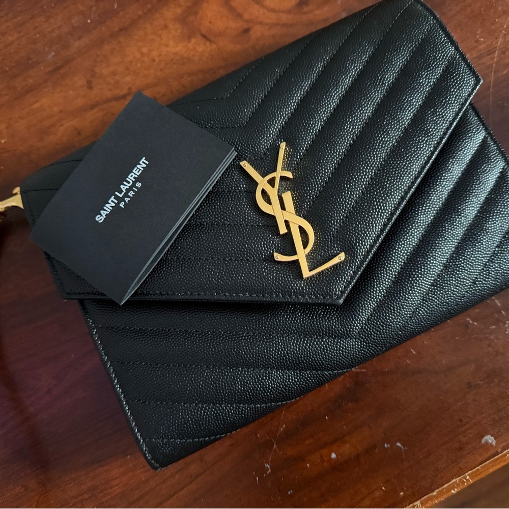Saint Laurent Black Quilted Envelope Bag